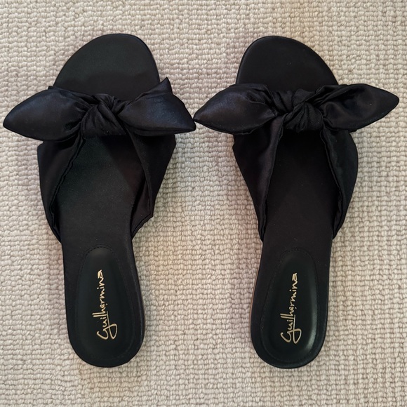 Guilhermina Satin Bow Slippers Black Size: 9 (40) - Picture 3 of 6